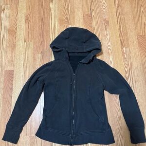 Black Scuba zip up Hooded Jacket
